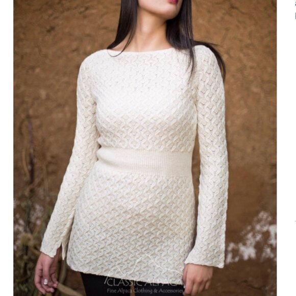 Classic Alpaca Jeanette Sweater Dress/ Tunic Sweater 100% Peruvian Baby Alpaca - Picture 2 of 16